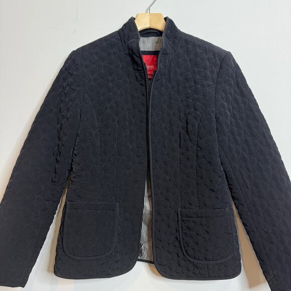 🖤 ESPRIT Quilted Lightweight Women's Black Jacket Zip-Up | SIZE Medium - Picture 1 of 7